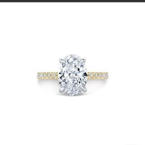 Diamond 18k Yellow Gold & Platinum Hidden Halo Engagement Ring Setting Like New